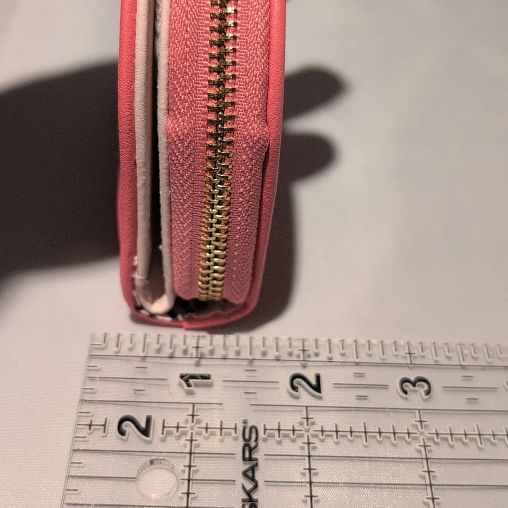 Juicy Couture Taking the Lead Half Moon Card Holder Pink Lemonade with Mirror
